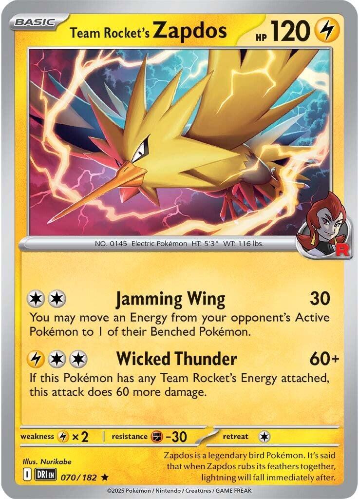 Team Rocket's Zapdos (070/182) [Scarlet & Violet: Destined Rivals] Holofoil