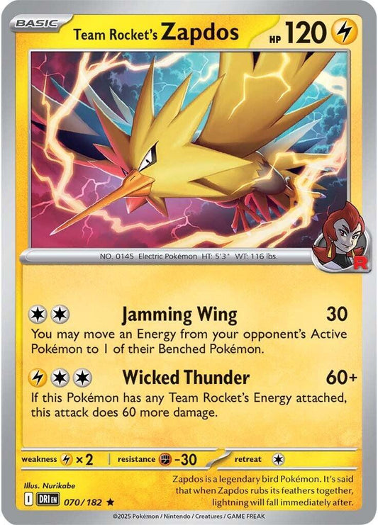 Team Rocket's Zapdos (070/182) [Scarlet & Violet: Destined Rivals] Holofoil